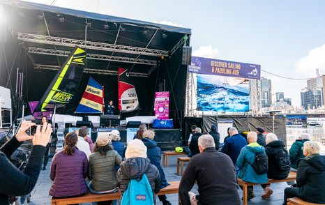 People listening to talk at 2024 Sydney International On-Water Boat Show