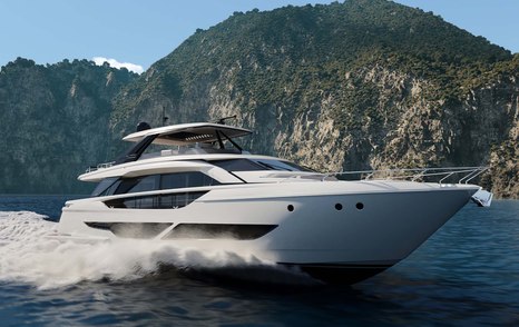 Ferretti Yachts 860 starboard bow shot underway