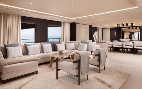 Rendering of Benetti B.Now 50M Oasis superyacht main saloon