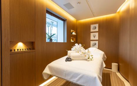 Superyacht Alfa massage room post-refit