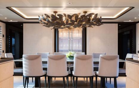 Superyacht Mine Games' main saloon dining area