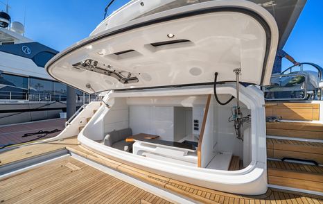 Princess Y95 Motor Yacht Just Perfect hydraulic stern with indoor seating 
