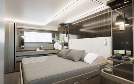 Rendering of Pearl 63 motor yacht guest cabin 