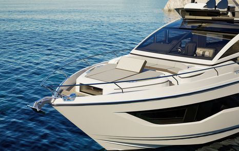 Rendering of Pearl 63 motor yacht foredeck with sunpads