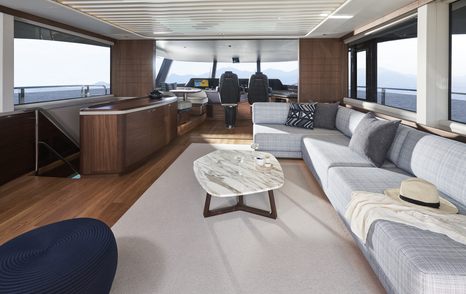 The X95's larger flybridge makes room for an all-new upper lounge.