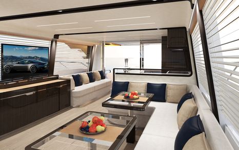 The interior of a Fairline Squadron superyacht