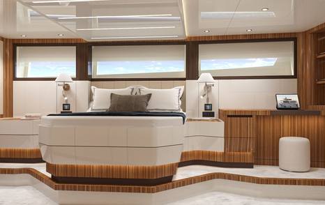 Rendering of Lazzara UHV 100 motor yacht guest cabin
