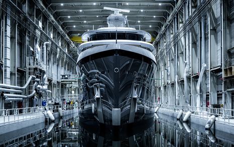 Feadship explorer yacht SHINKAI in outfitting shed