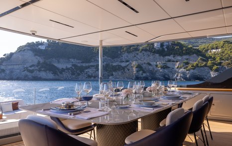 ISA yacht Fast Naan aft deck dining area 