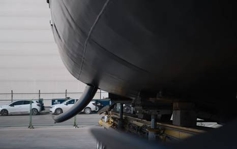 Bering B88 motor yacht stabilizer close up 