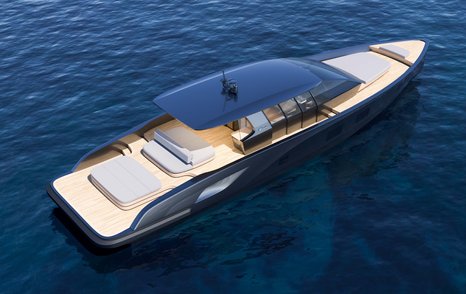 Aerial Rendering of Windy SR77 boat at anchor 