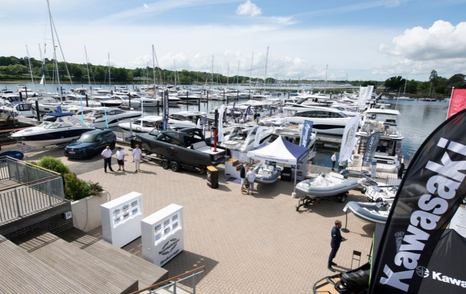 Swanwick Marina with motor boats berthed