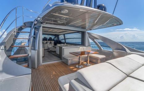 Pershing motor yacht Alexandra aft deck dining area 