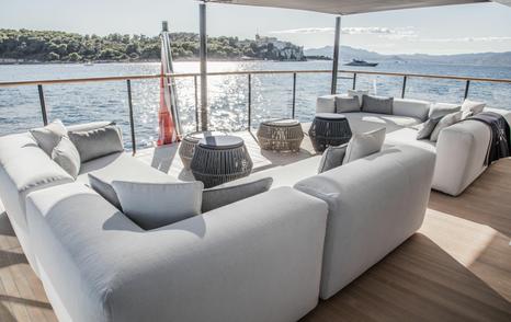   Baglietto superyacht Severin's aft deck lounge 