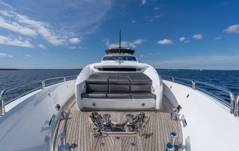 Sunseeker yacht Kefi foredeck with sunpads 