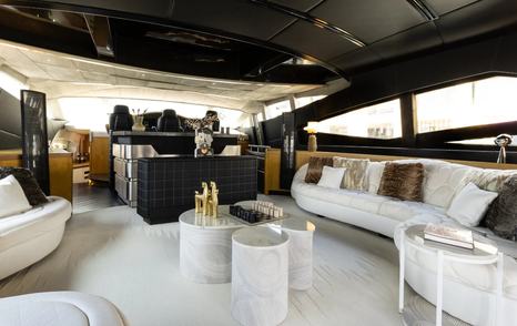 Pershing yacht Soraya main saloon and helm station 