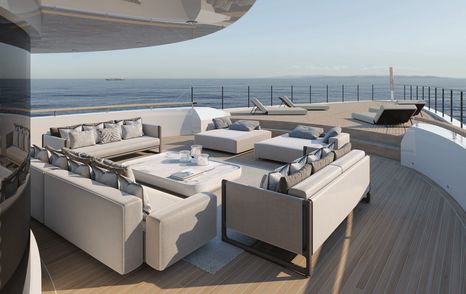 Large open deck seating area on Project Rinascimento