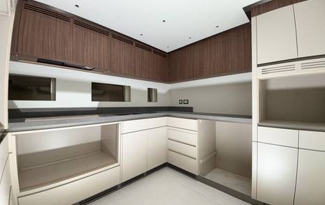 GX42 Superyacht galley in final outfitting phase 