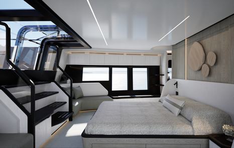 Rendering of Pearl 100 Hybrid Motor Yacht owner's cabin