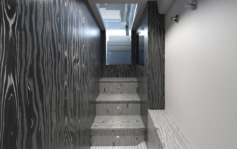 Rendering of TYKUN H1 dayboat interior staircase 