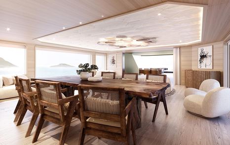 Superyacht Nasiba's main saloon dining area