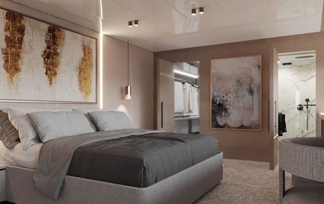 Rendering of Tecnomarine TM45 superyacht master cabin 