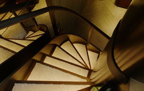 Sirena 118 owner’s suite staircase to the lower private lounge