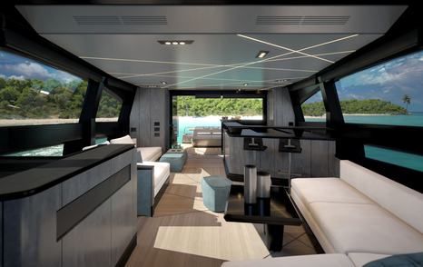 Rendering of Pershing GTX80 motor yacht interior