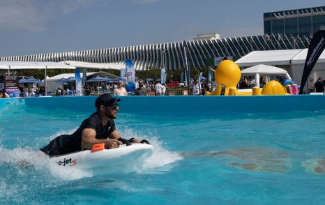 Watersports demonstrator in action at DBMIBS