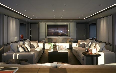 Lounge are on Benetti Diamond 145 INK superyacht, with sofas and table