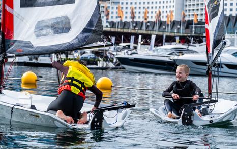Children playing on water at 2024 Sydney International On-Water Boat Show