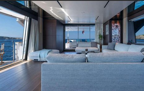 Custom Line motor yacht On main saloon lounge 