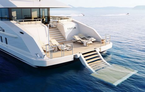 Heesen superyacht Orion at anchor stern view 