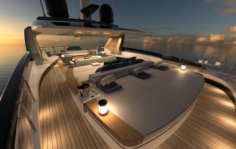 LArge sunpad on sundeck of Atos 46 concept