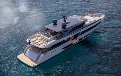 Rendering of superyacht Project May at anchor 