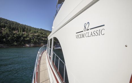 Close up of side of ALECTO showing 82 Vicem Classic signage