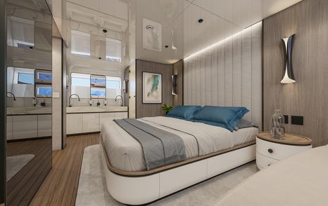 Rendering of Extra X90 Fast motor yacht master cabin