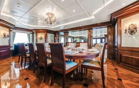 Amels superyacht Calypso main saloon dining area 