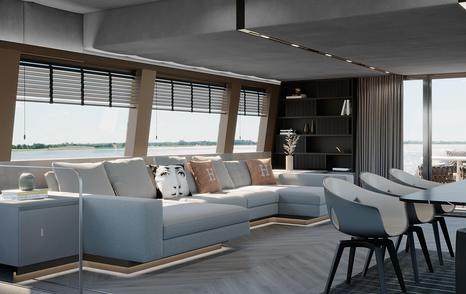 VisionF 82 catamaran main saloon