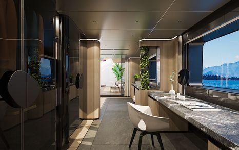 Rendering of Sirena 42M's owner's office space