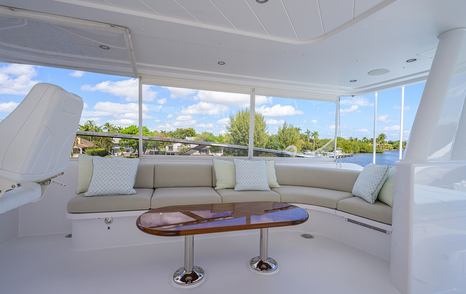 Superyacht Tireless' flybridge shaded seating