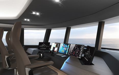 AvA Yachts superyacht V helm station with panoramic windows 