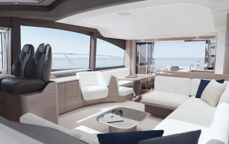 Rendering of Princess S65 motor yacht interior seating area