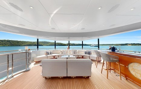 Superyacht After You's main deck aft with shaded seating
