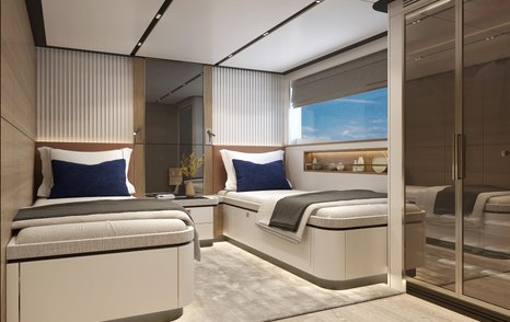 Rendering of StellarONE ST88 motor yacht twin cabin