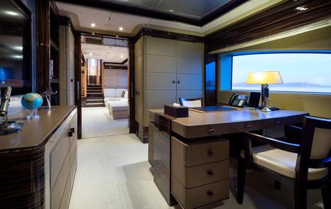 Private study within the main suite on board superyacht Vision