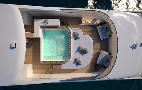 View from above of jacuzzi and sunpads on Heesen superyacht Project Apollo