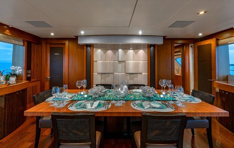 Superyacht Emrys main saloon dining area 