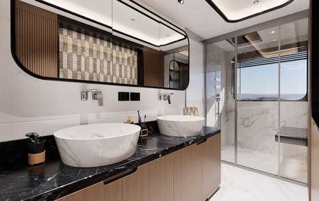 Rendering of GX42 superyacht master cabin ensuite