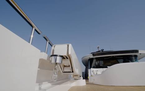 Tender crane equipment aboard the Gulf Craft Majesty 145 